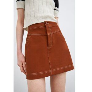 ZARA A-line Seamed Mini Skirt Front Pockets Contrasting Cargo Western Denim M
